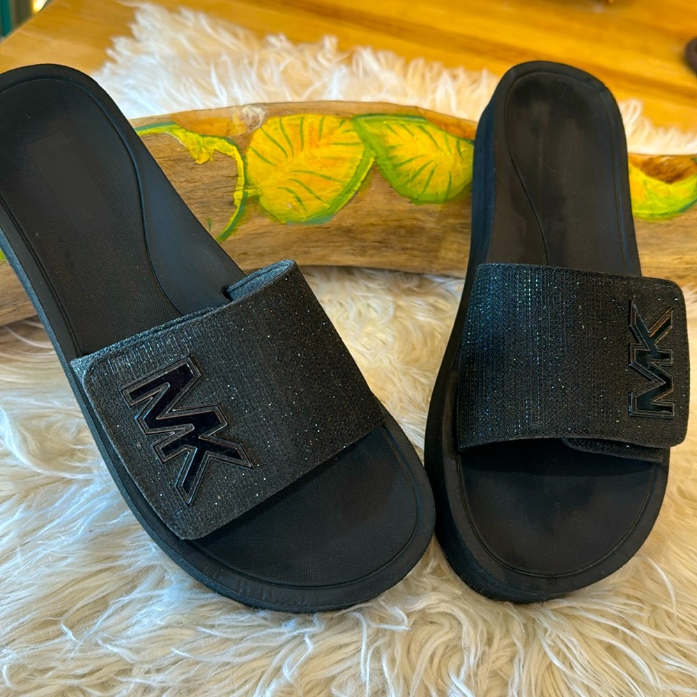 Michael Kors Women’s Black MK Slide Sandals
